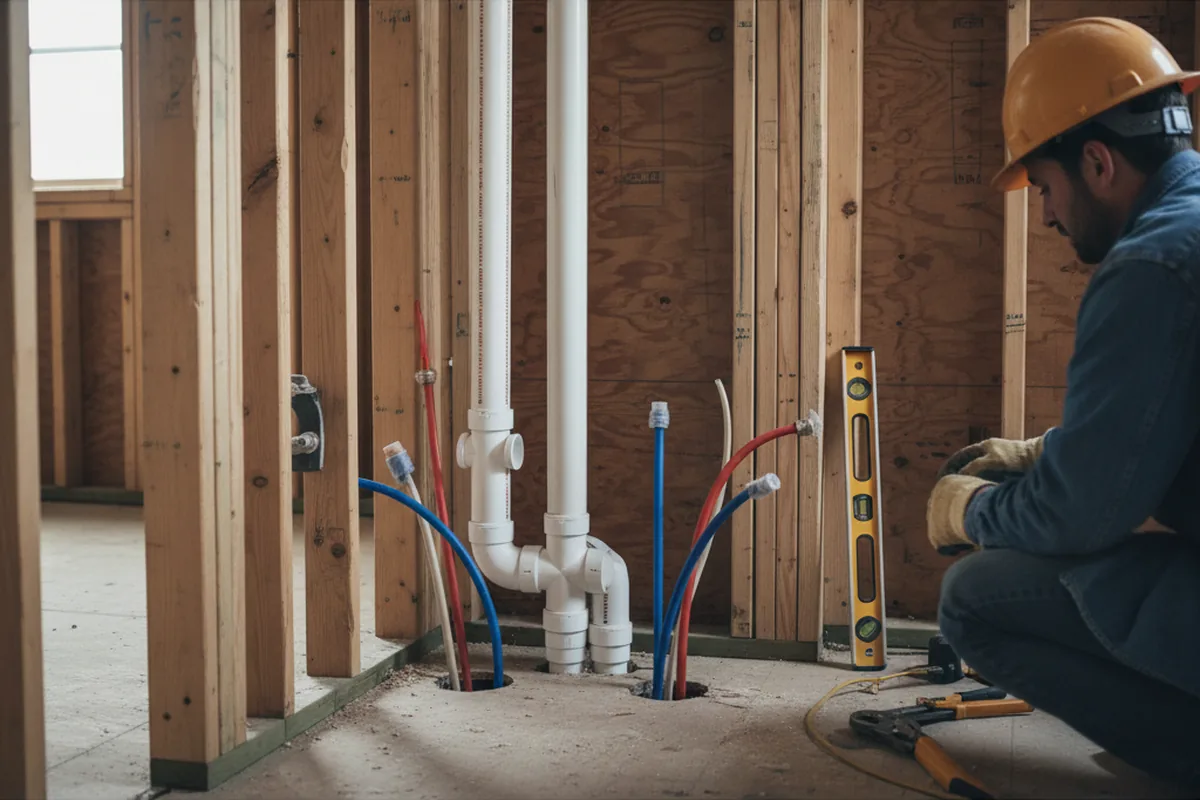 Drain and supply rough-in during Garbage Disposal Repair in Converse