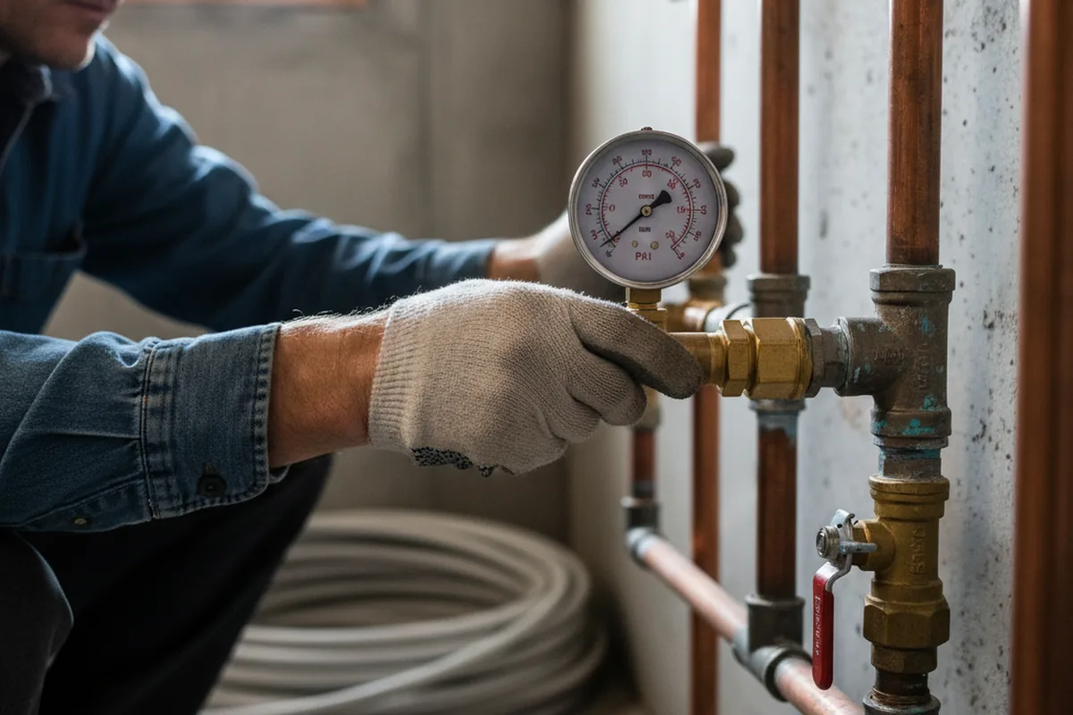 Pressure testing a repaired line during Water Line Repair in Converse