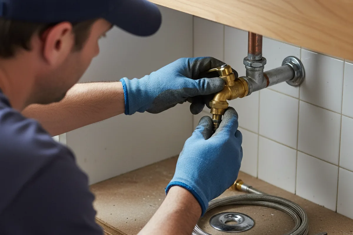 Shutoff valve and fitting work during Burst Pipe Repair in Converse